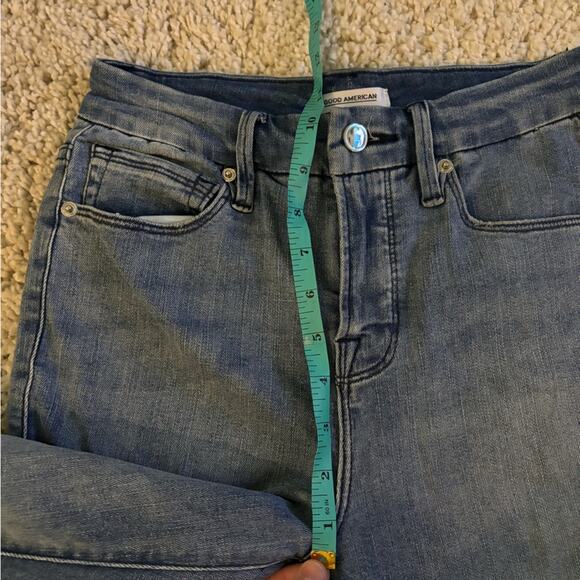 Good American Good Flare Distressed Denim Jeans Size 2/26 - Picture 8 of 9